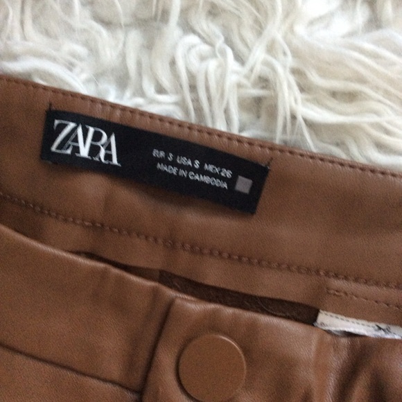 Zara High Rise Camel Faux Leather Pants - Picture 9 of 10